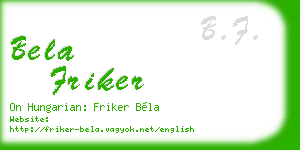bela friker business card